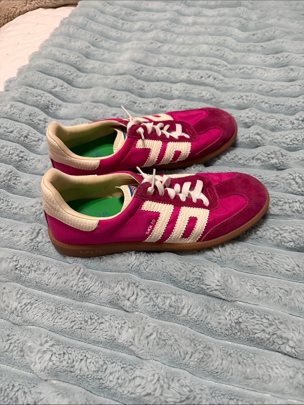 Women's Pink Athletic Lace-Up Sneakers with Cream Accents